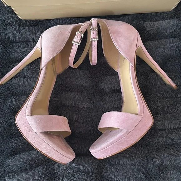 Michael Kors Pink Jordyn Platform Suede Sandals - Picture 3 of 3